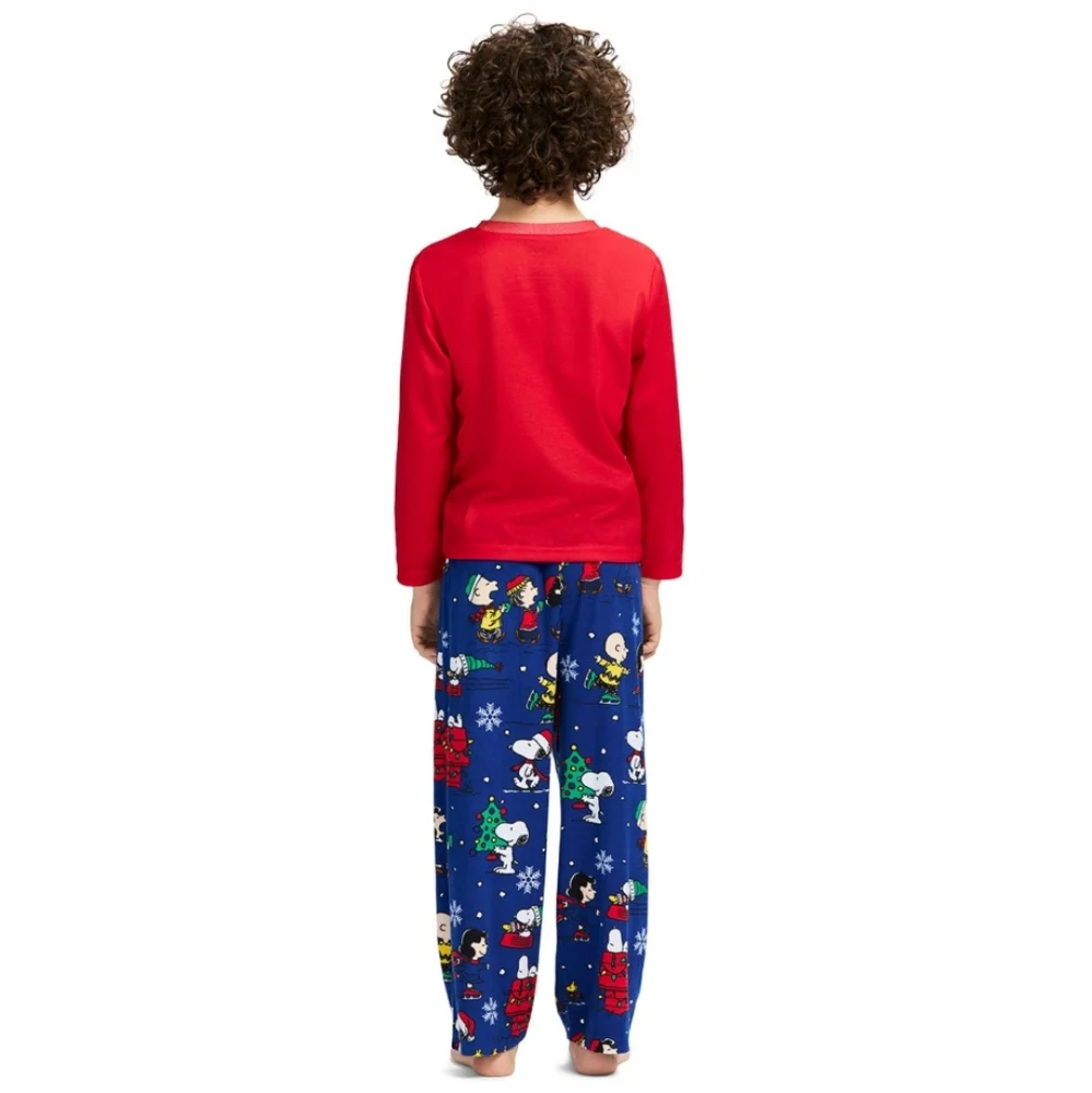 Peanuts Snoopy Kids Christmas Pajamas Kids Boys Set Top Pants NEW